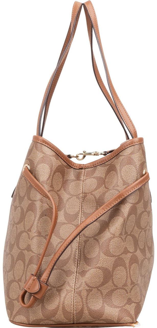 Coach Coach Monogram Signature Canvas Drawstring Carryall Shoulder Bag Bruin