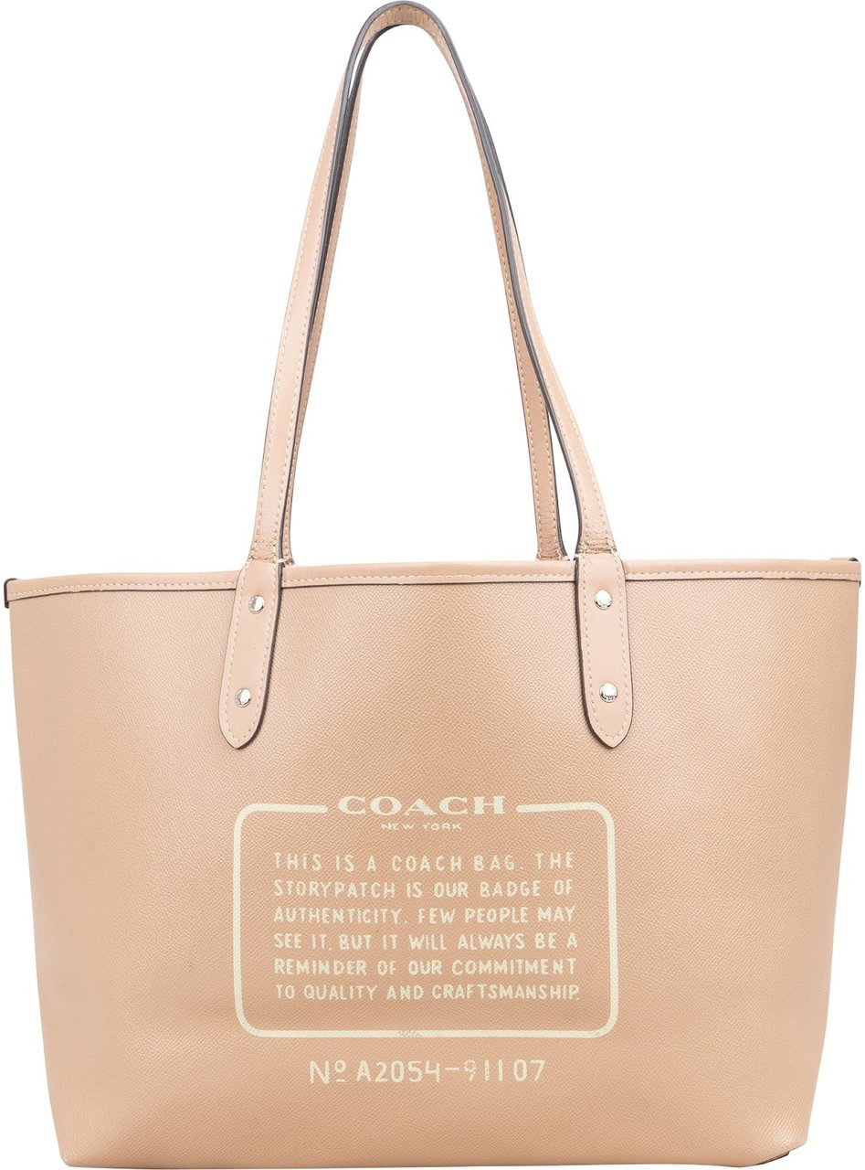 Coach Crossgrain Reversible City Tote Shoulder Bag Beige