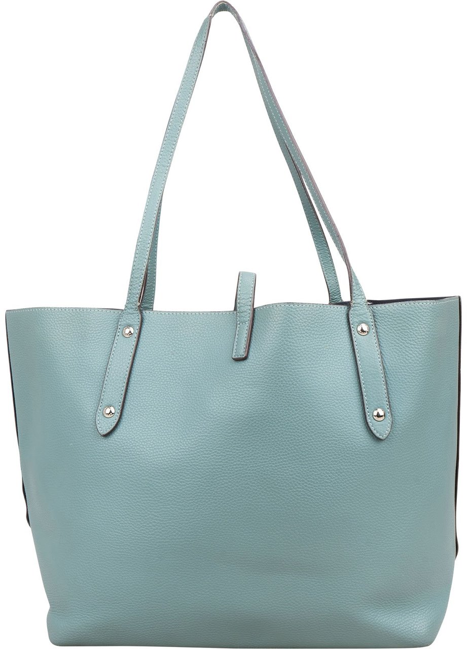 Coach Pebbled Leather Market Tote Shoulder Bag Lichtblauw