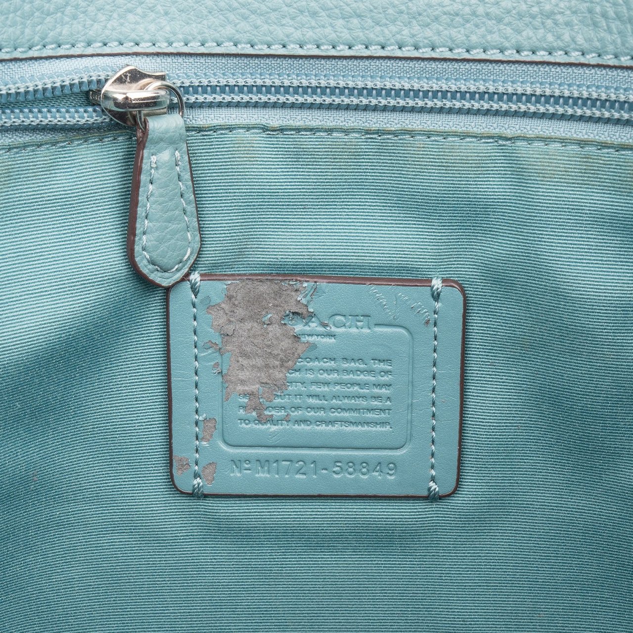 Coach Pebbled Leather Market Tote Shoulder Bag Lichtblauw