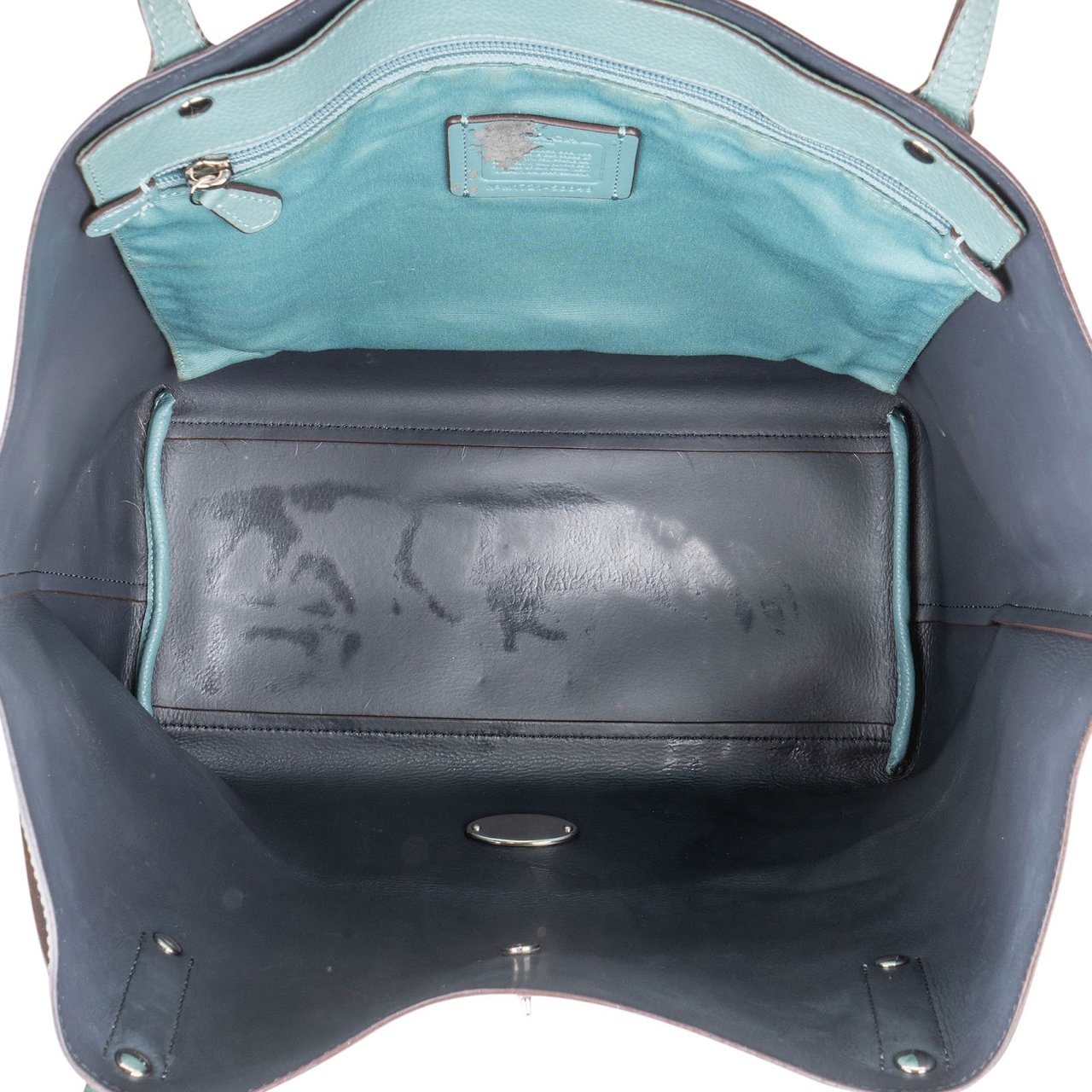 Coach Pebbled Leather Market Tote Shoulder Bag Lichtblauw