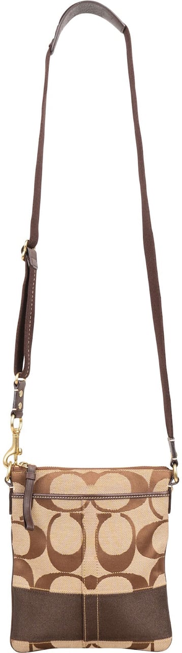 Coach Coach Monogram Signature Stripe File Crossbody Bag Bruin