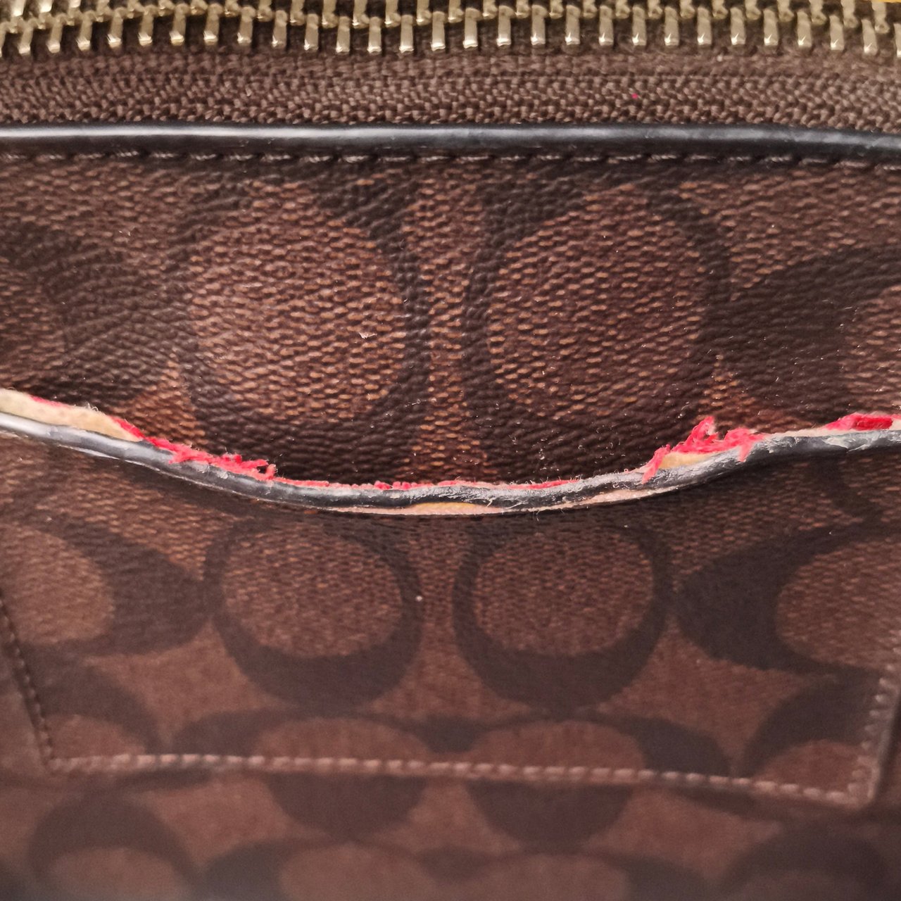 Coach Coach Monogram Signature Zip Crossbody Bag Bruin
