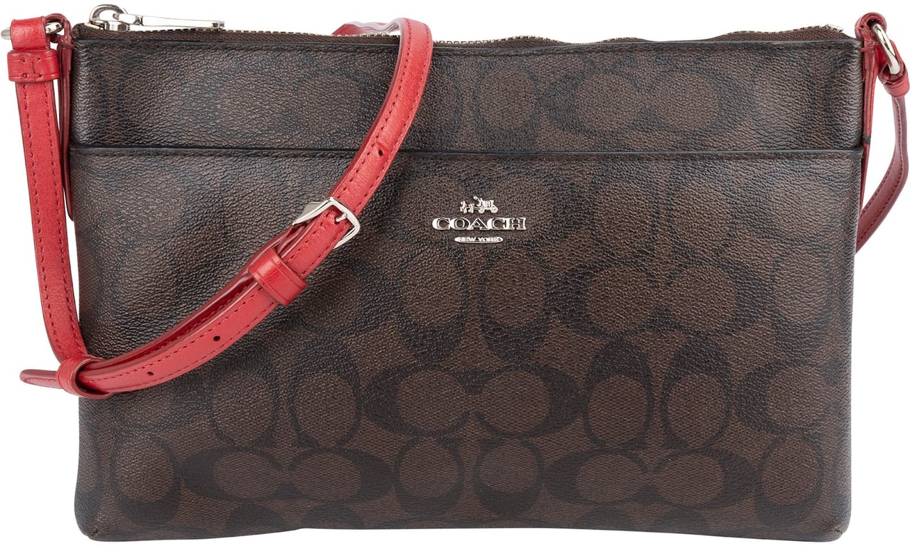 Coach Coach Monogram Signature Zip Crossbody Bag Bruin