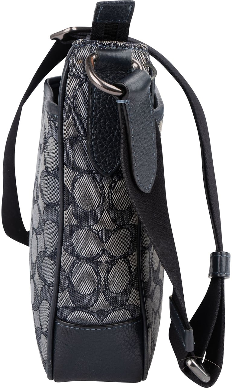 Coach Coach Monogram Signature Mens Thompson Varsity Stripe Crossbody Bag Blauw