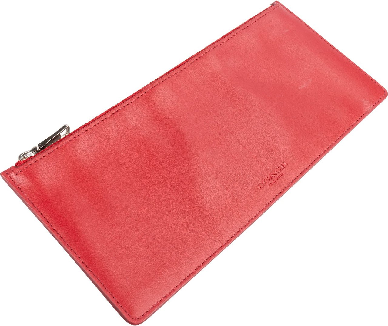 Coach Leather Zip Pochette Accessoire Clutch Rood