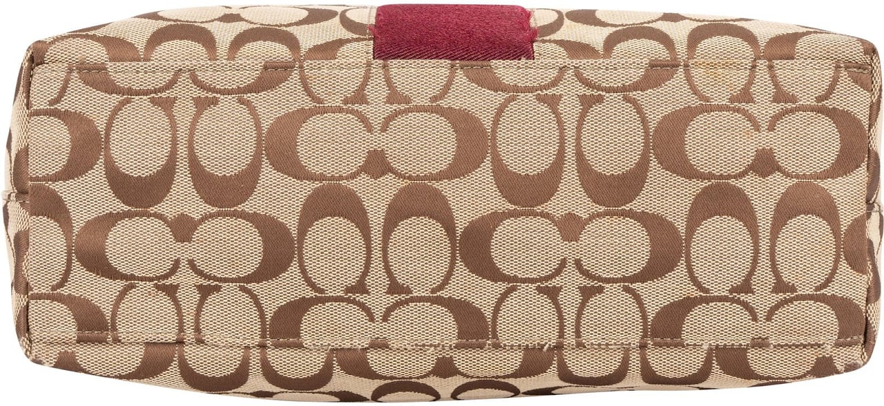 Coach Coach Monogram Signature Stripe Tote Shoulder Bag Beige