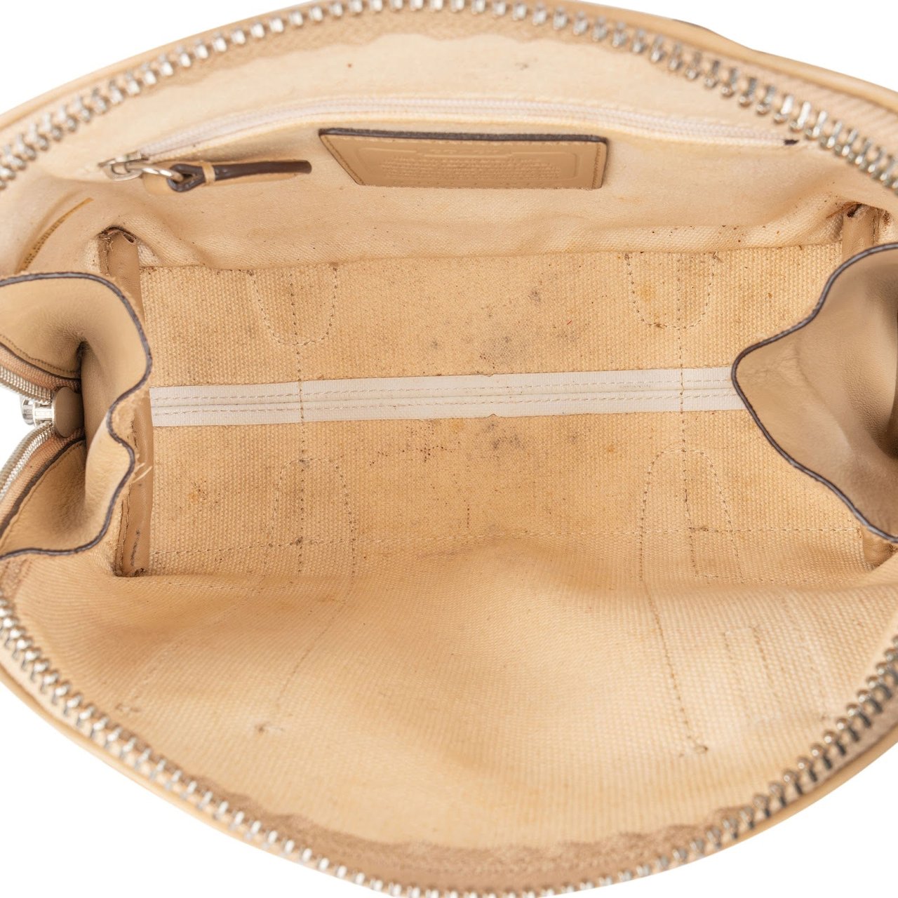 Coach Colorblock Stripe Mini Dome Satchel Handbag Beige