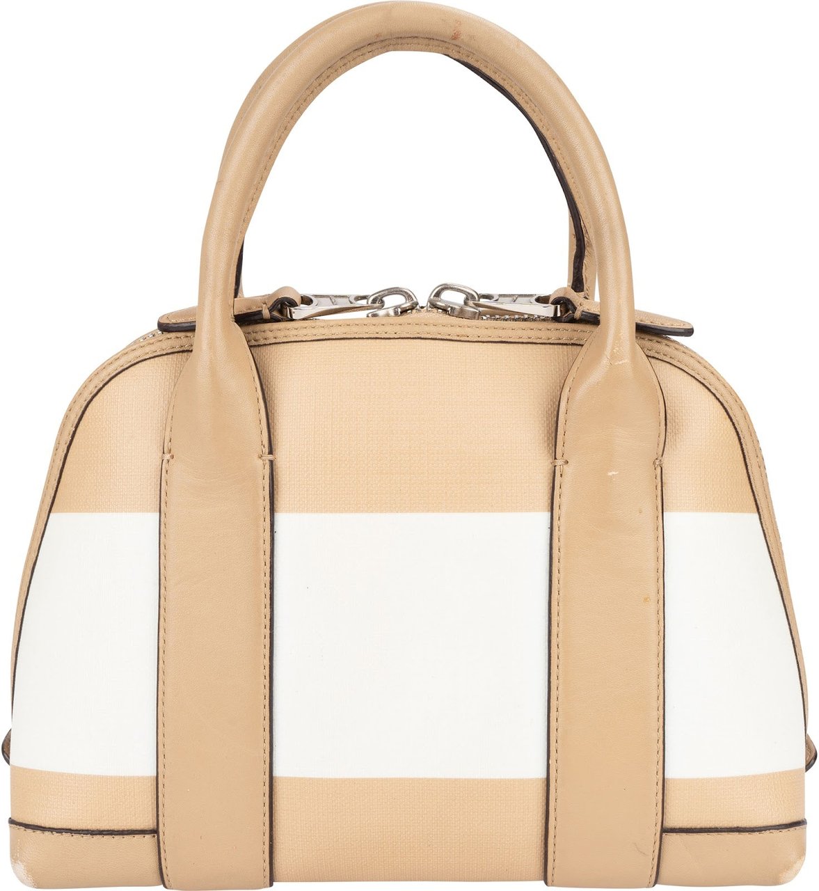 Coach Colorblock Stripe Mini Dome Satchel Handbag Beige