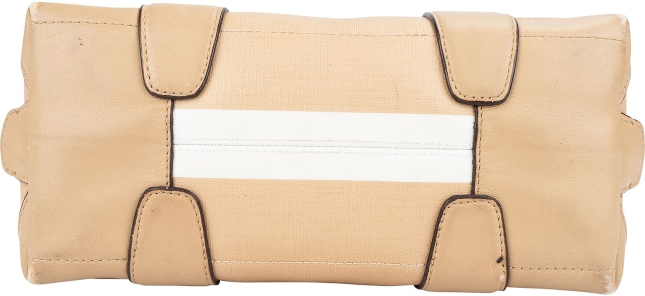 Coach Colorblock Stripe Mini Dome Satchel Handbag Beige
