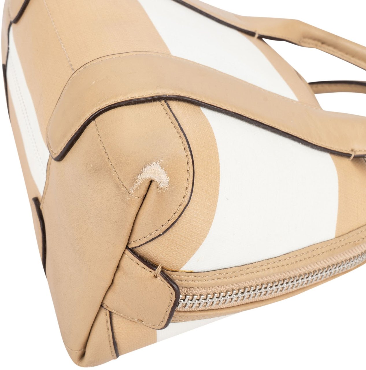Coach Colorblock Stripe Mini Dome Satchel Handbag Beige