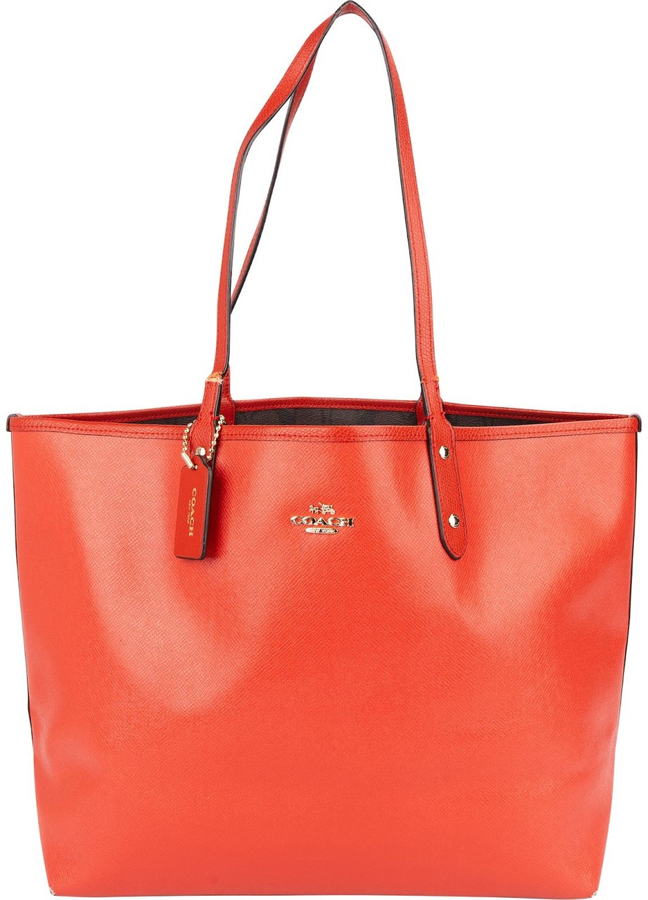 Coach Coach Grained Leather Reversible City Tote Shoulder Bag Oranje