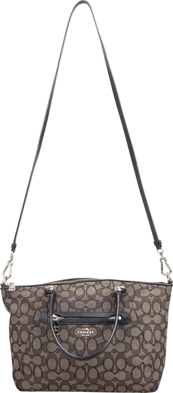 Coach Monogram Signature Canvas Prairie Satchel Handbag Zwart