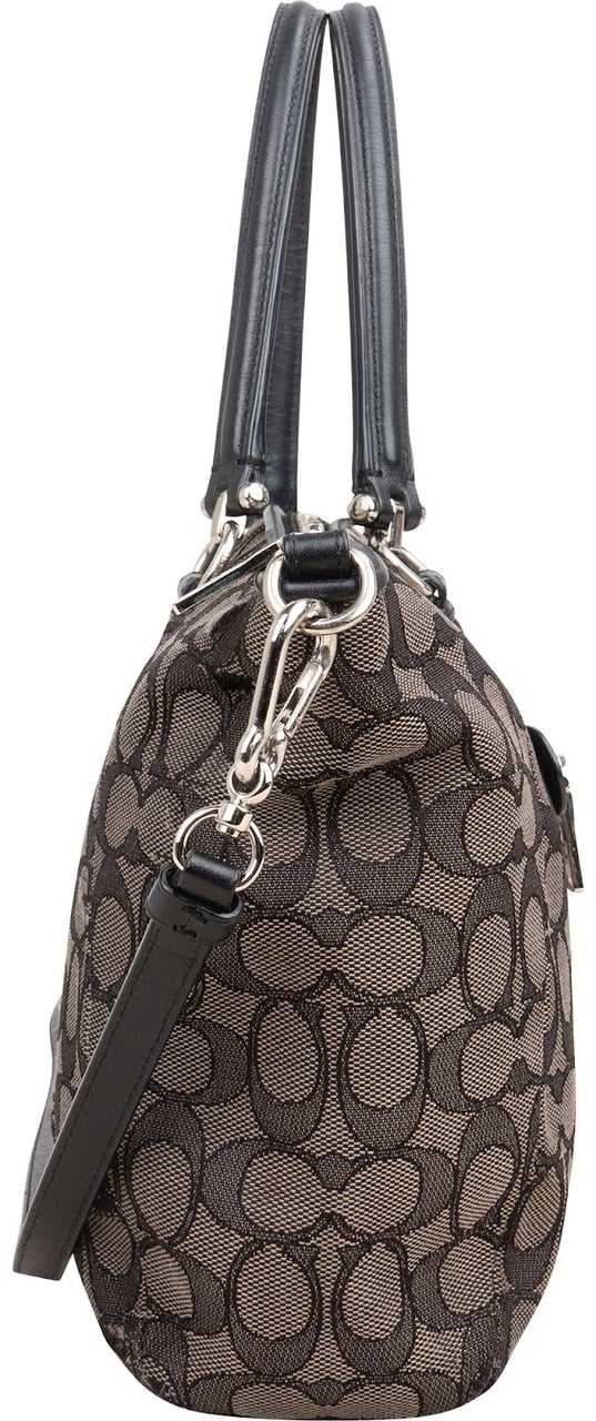 Coach Monogram Signature Canvas Prairie Satchel Handbag Zwart