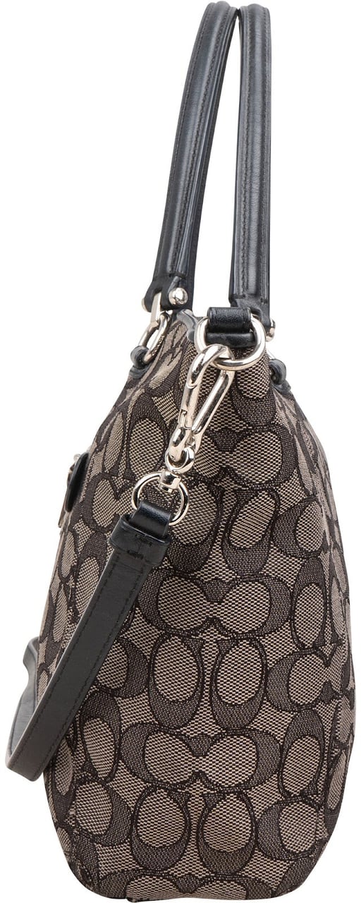 Coach Monogram Signature Canvas Prairie Satchel Handbag Zwart