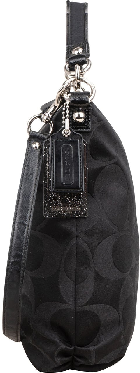 Coach Monogram Signature Sateen Poppy Convertible Handbag Zwart