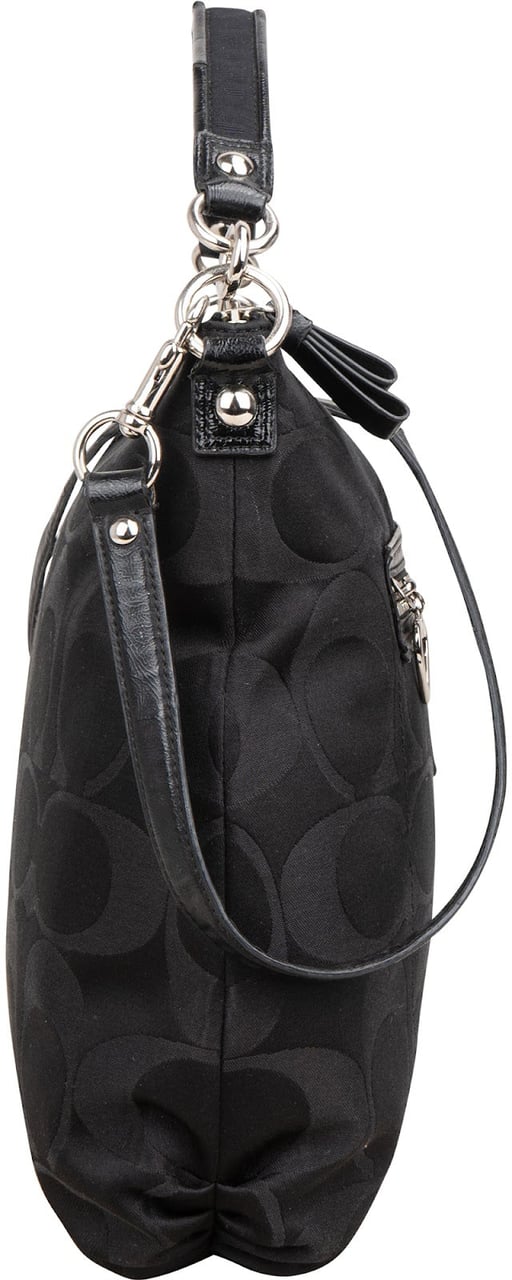 Coach Monogram Signature Sateen Poppy Convertible Handbag Zwart