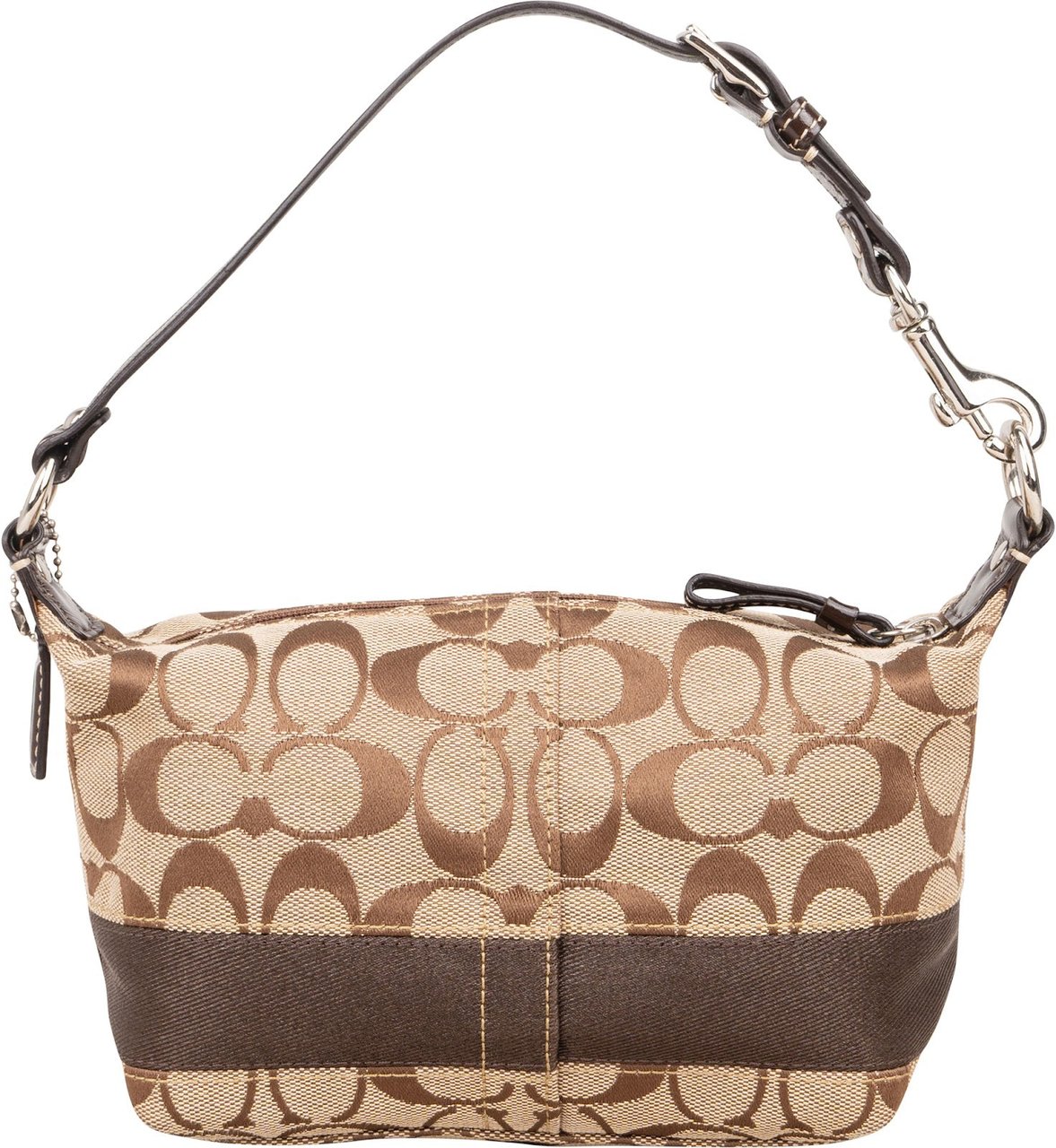 Coach Coach Monogram Signature Demi Pouch Handbag Bruin