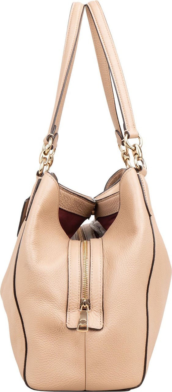 Coach Pebbled Leather Edie Shoulder Bag Beige