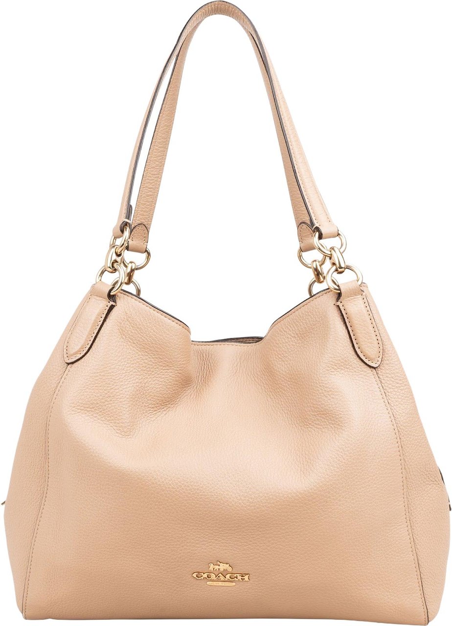 Coach Pebbled Leather Edie Shoulder Bag Beige