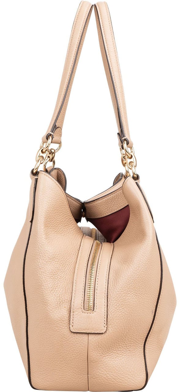 Coach Pebbled Leather Edie Shoulder Bag Beige