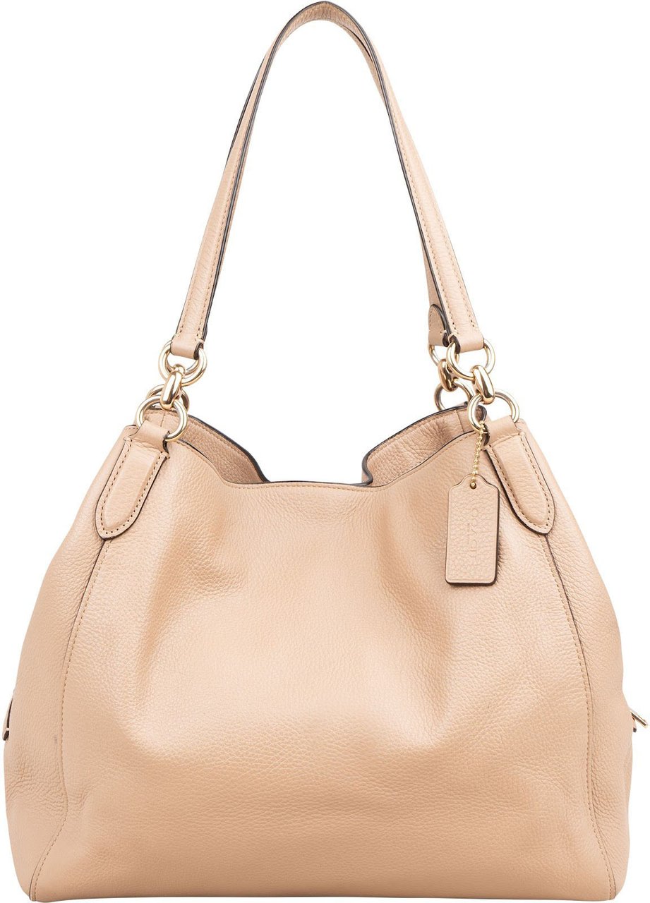 Coach Pebbled Leather Edie Shoulder Bag Beige