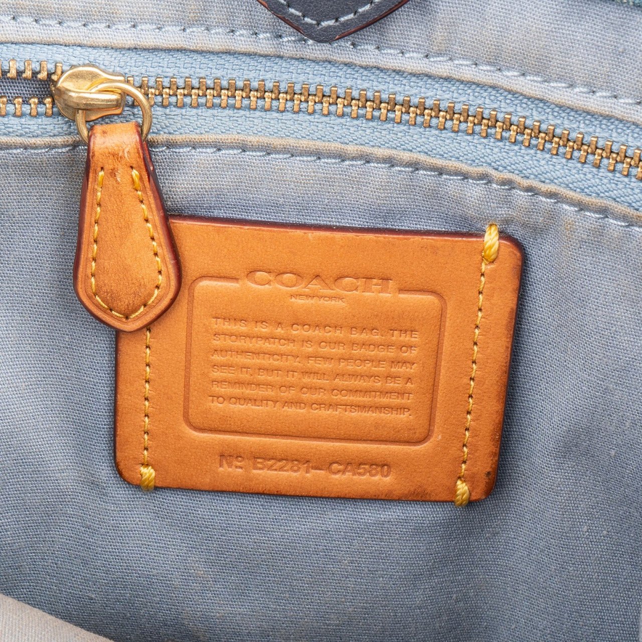 Coach Monogram Signature Denim Tote 22 Crossbody Handbag Blauw