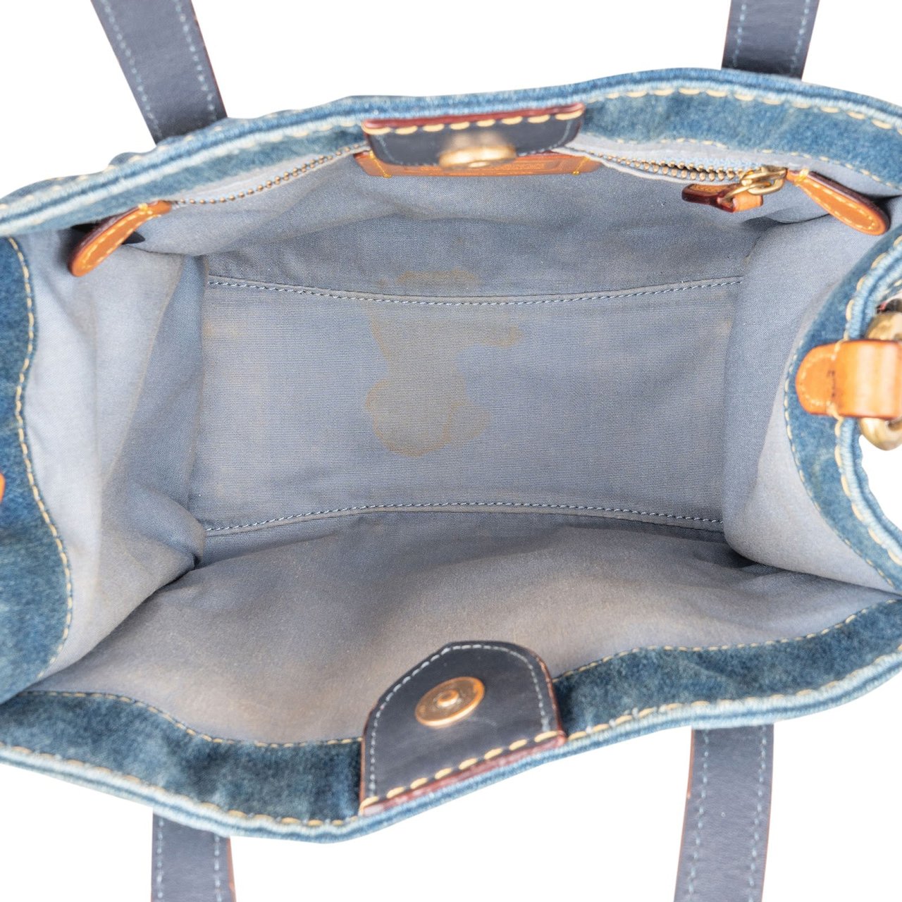 Coach Monogram Signature Denim Tote 22 Crossbody Handbag Blauw