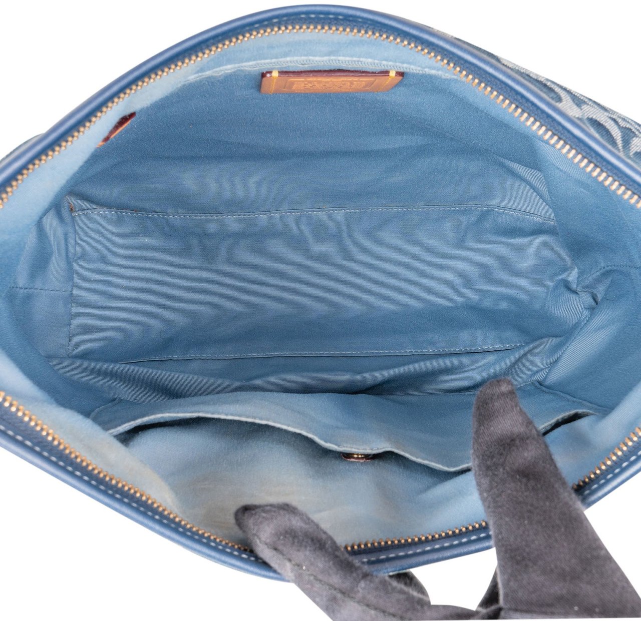 Coach Monogram Signature Denim Hobo Crossbody Bag Blauw