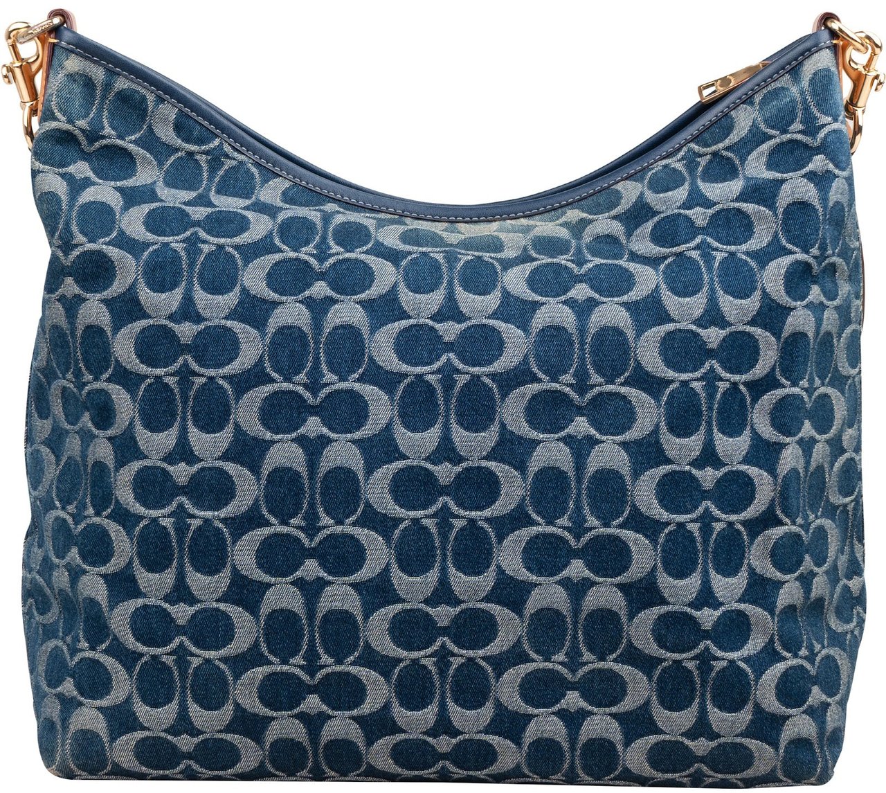 Coach Monogram Signature Denim Hobo Crossbody Bag Blauw