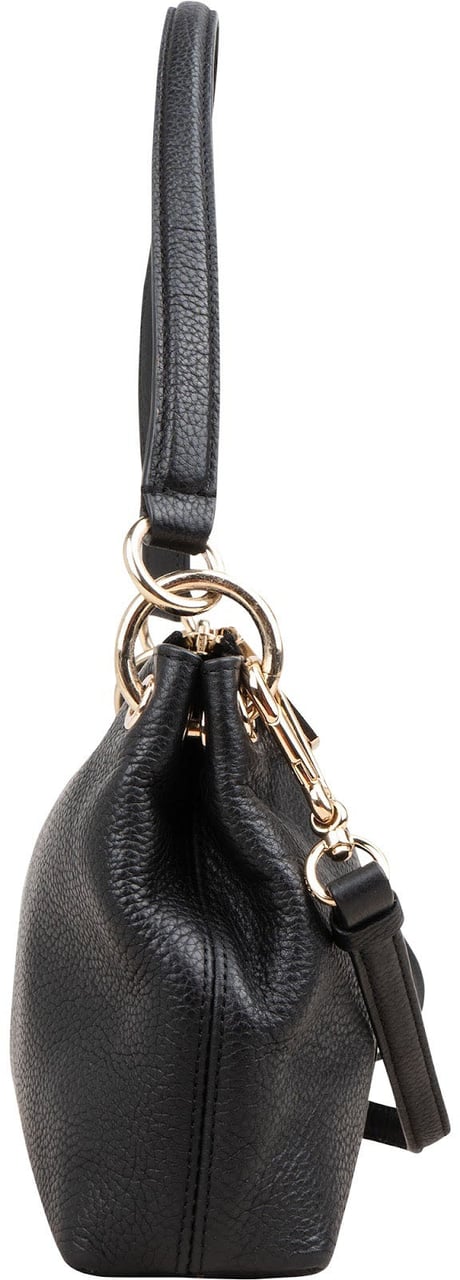 Coach Pebbled Leather Horse Carriage Mia Shoulder Bag Zwart