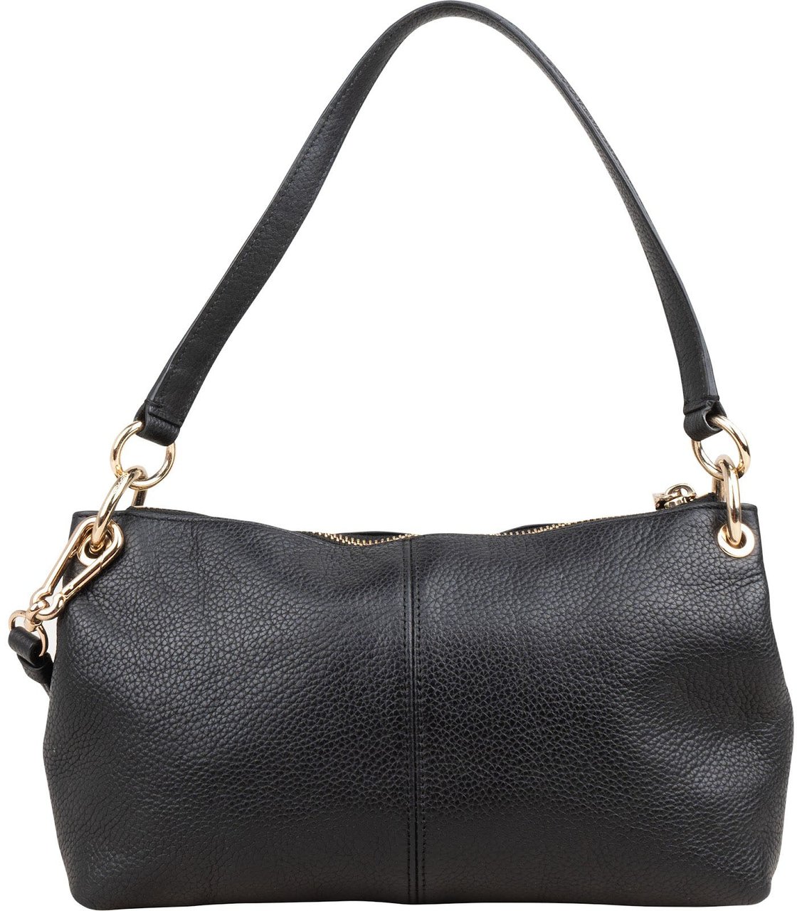 Coach Pebbled Leather Horse Carriage Mia Shoulder Bag Zwart