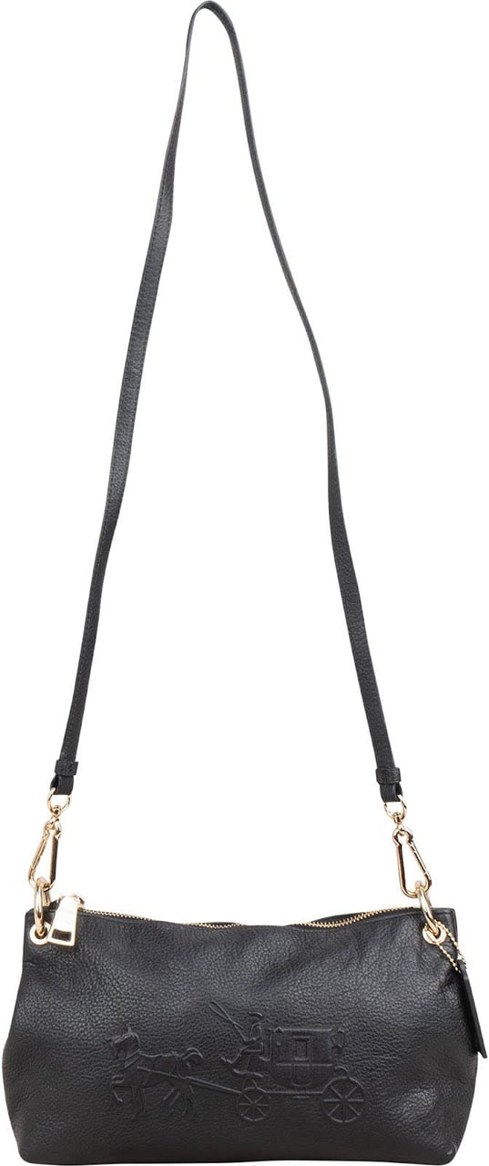 Coach Pebbled Leather Horse Carriage Mia Shoulder Bag Zwart