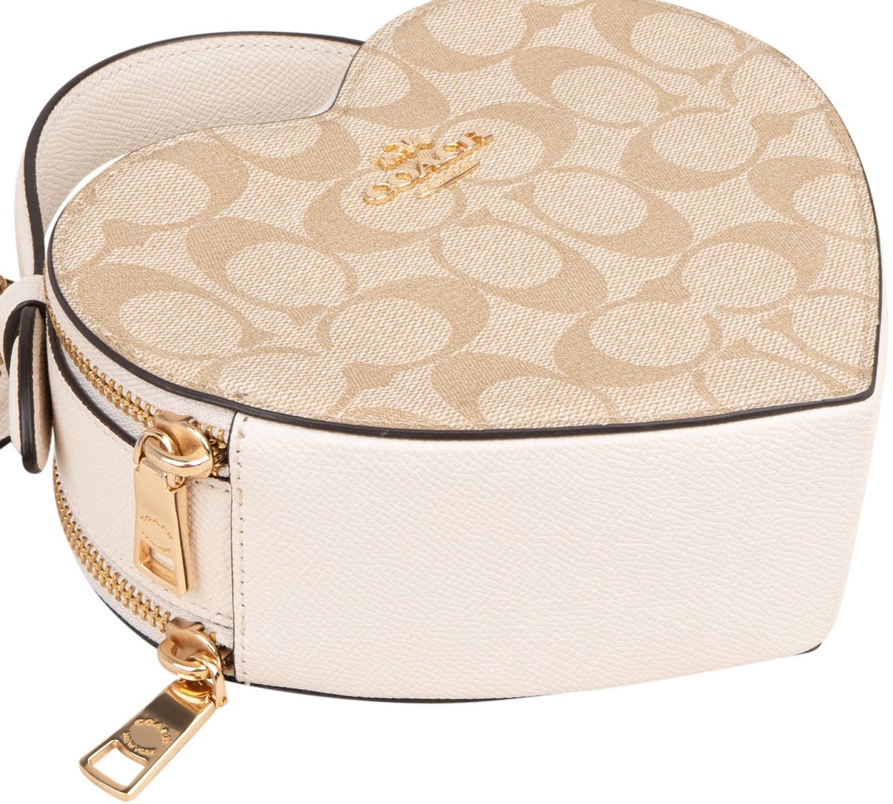 Coach Monogram Heart in Signature Canvas Crossbody Handbag Beige