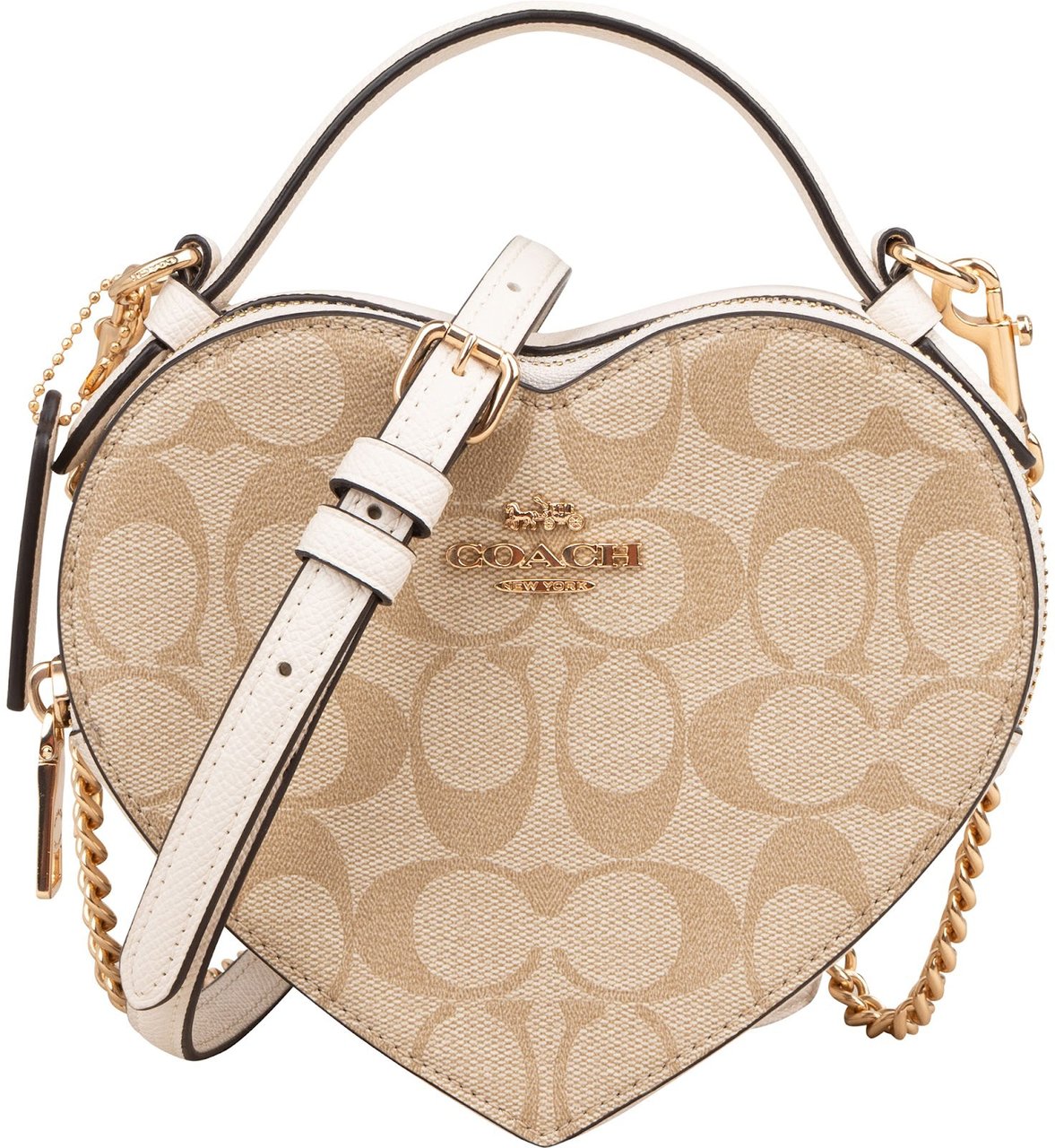 Coach Monogram Heart in Signature Canvas Crossbody Handbag Beige