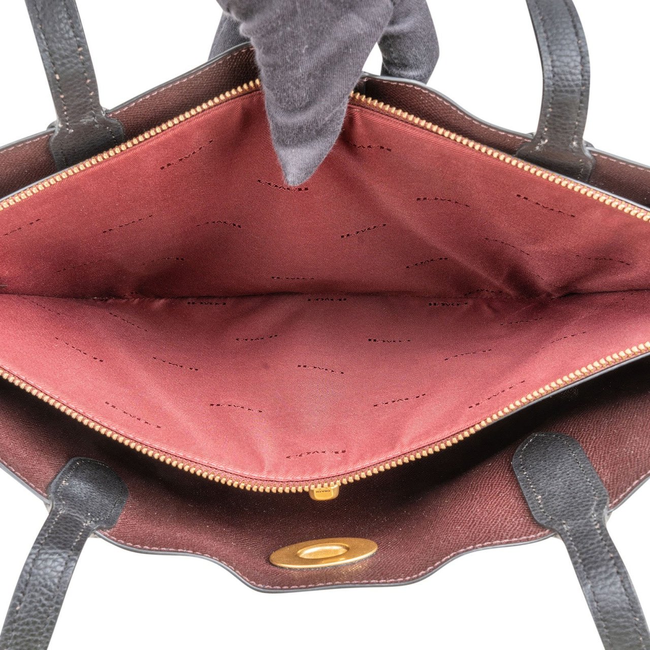 Coach Pebbled Leather Willow Tote Shoulder Bag Zwart