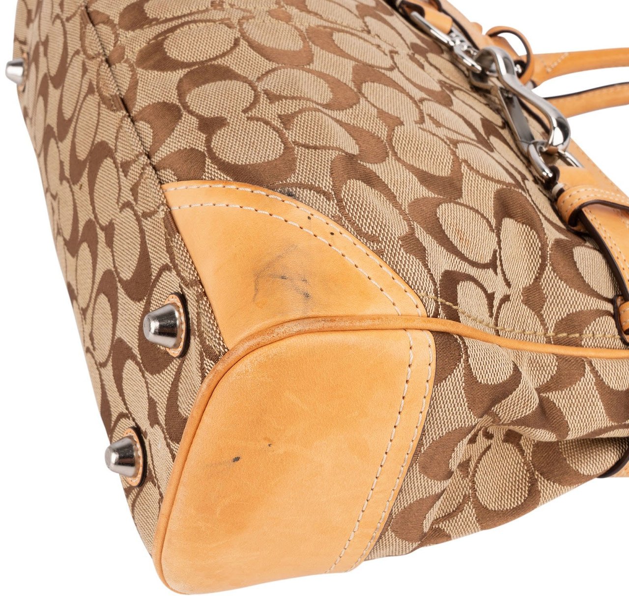Coach Monogram Signature Canvas Hampton Carryall Handbag Bruin