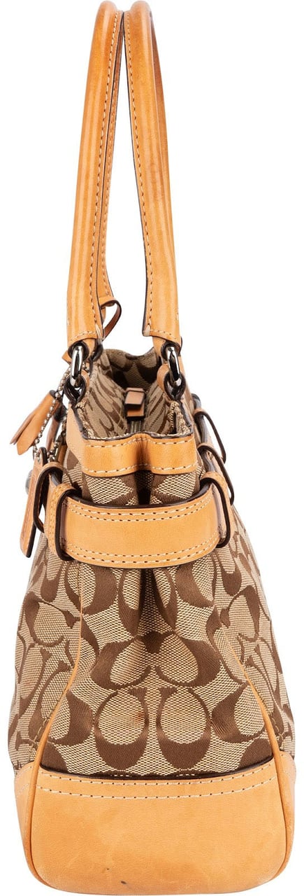 Coach Monogram Signature Canvas Hampton Carryall Handbag Bruin