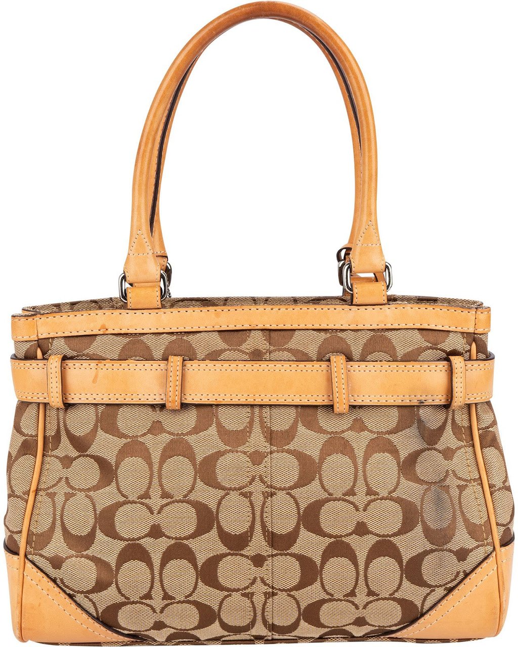Coach Monogram Signature Canvas Hampton Carryall Handbag Bruin