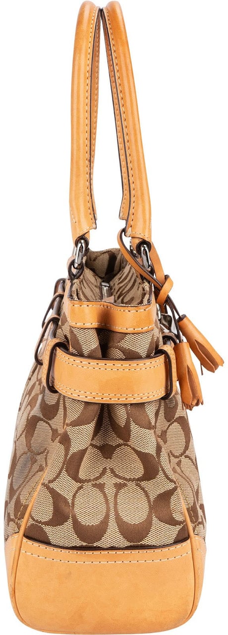 Coach Monogram Signature Canvas Hampton Carryall Handbag Bruin