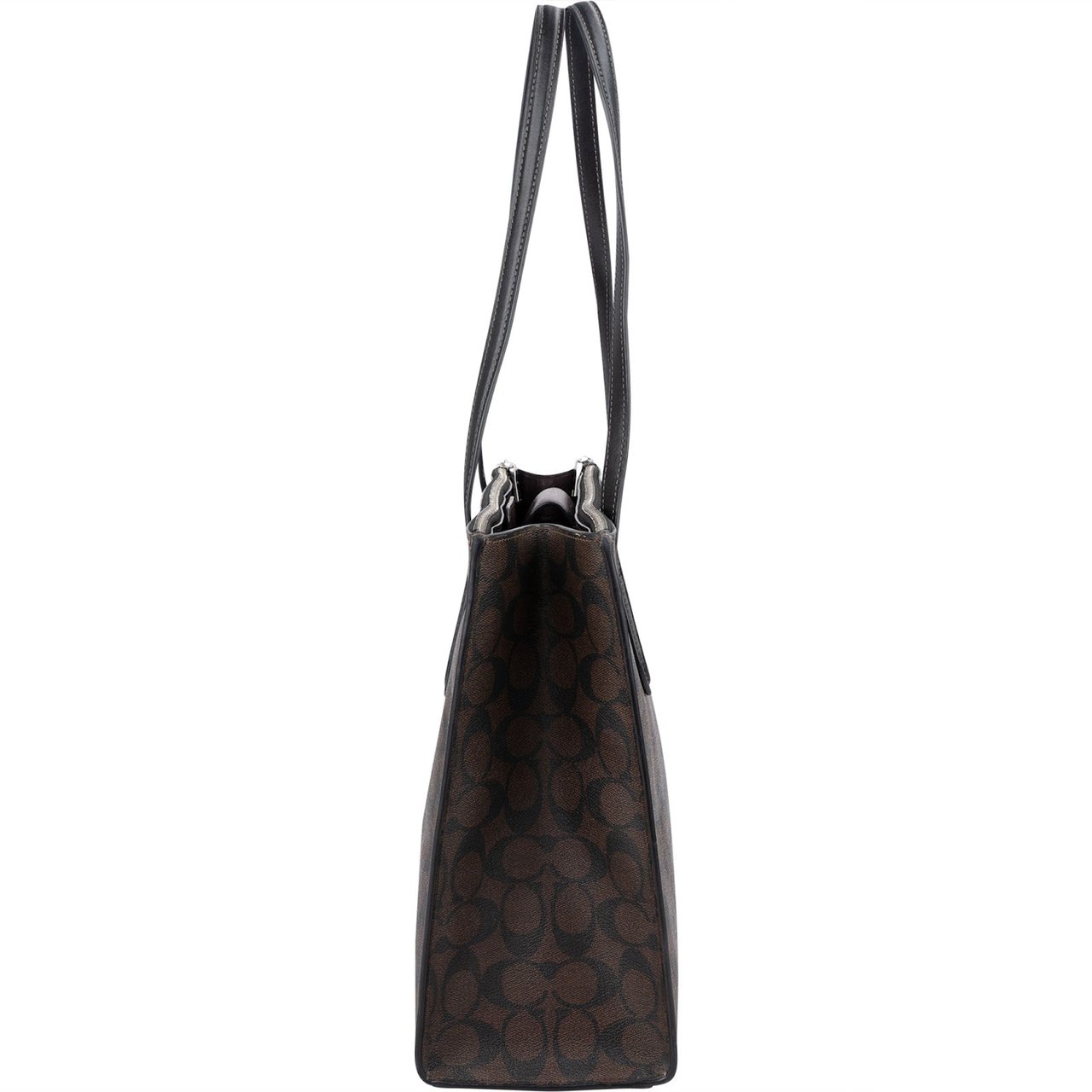 Coach Monogram Canvas Zip Shoulder Bag Bruin