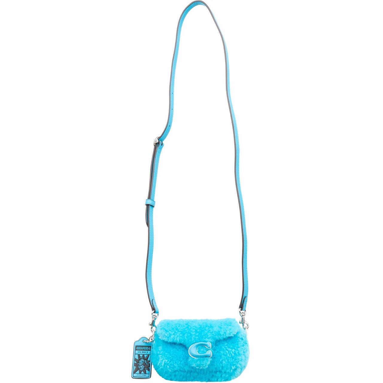 Coach Shearling Limited Lil Nas X Edition Micro Tabby Crossbody Handbag Blauw