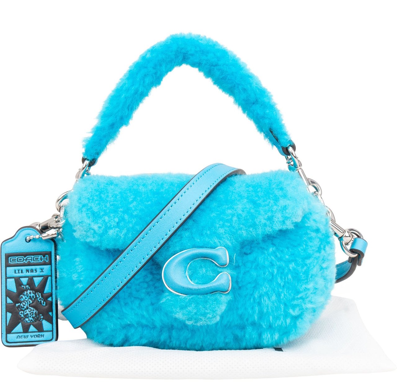 Coach Shearling Limited Lil Nas X Edition Micro Tabby Crossbody Handbag Blauw