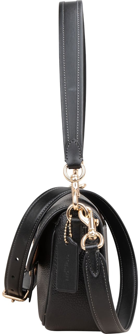 Coach Pebbled Leather Riya Shoulder 21 Crossbody Shoulder Bag Zwart
