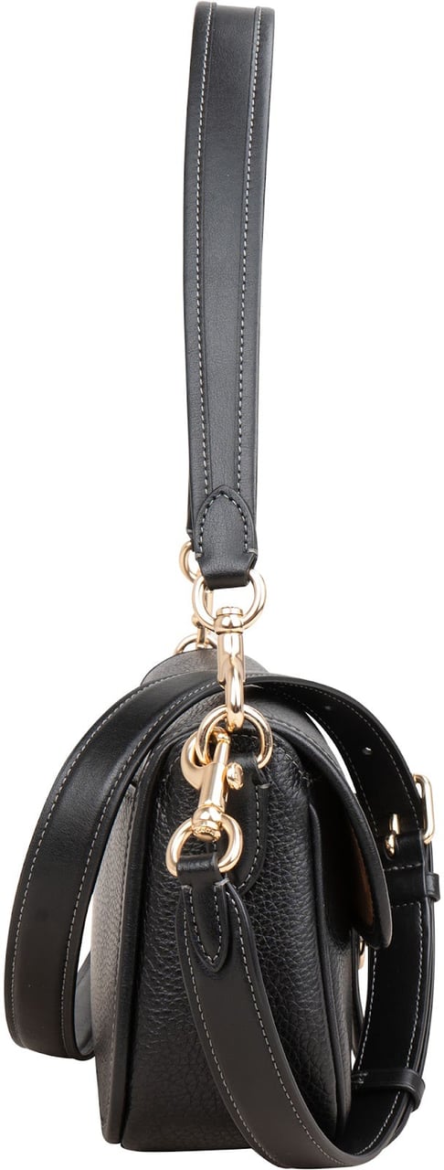 Coach Pebbled Leather Riya Shoulder 21 Crossbody Shoulder Bag Zwart