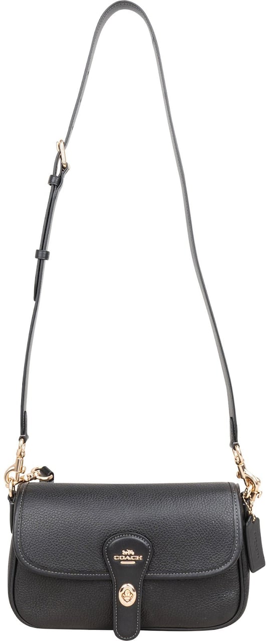 Coach Pebbled Leather Riya Shoulder 21 Crossbody Shoulder Bag Zwart