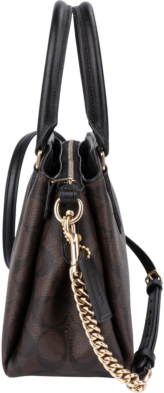 Coach Signature Monogram Canvas Mini Lillie Carryall Crossbody Handbag Bruin