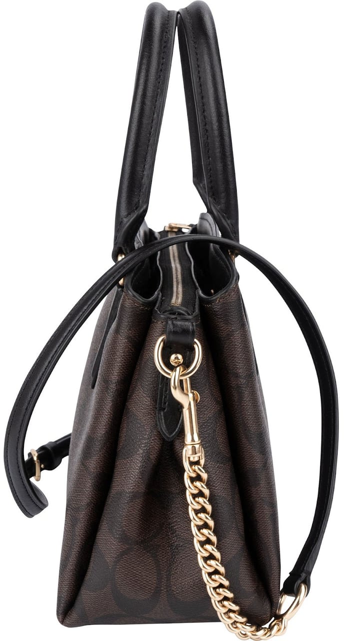Coach Signature Monogram Canvas Mini Lillie Carryall Crossbody Handbag Bruin