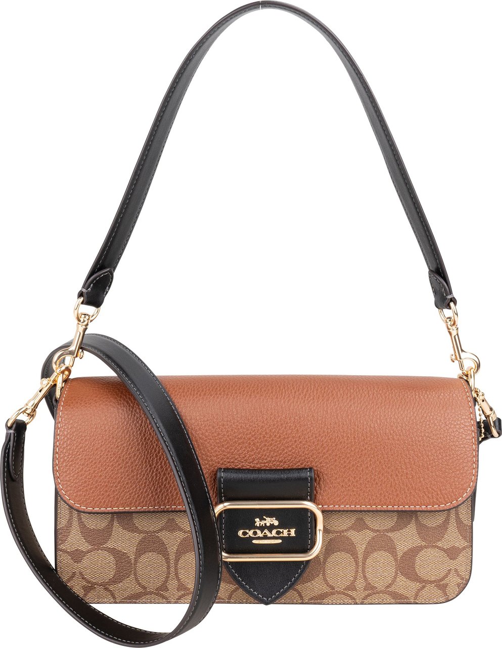 Coach Coach Classic Monogram Colorblock Shoulder Bag Bruin