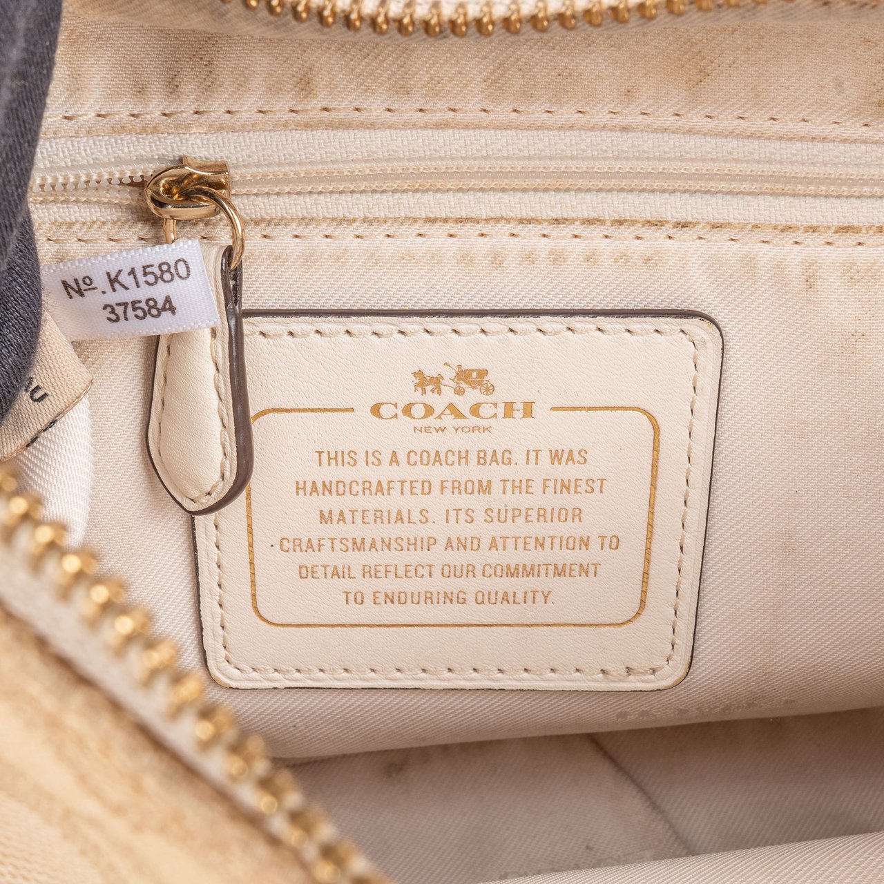 Coach Jacquard Monogram Handbag Beige